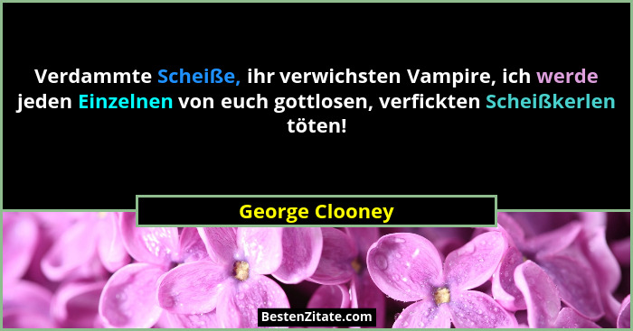Verdammte Scheiße, ihr verwichsten Vampire, ich werde jeden Einzelnen von euch gottlosen, verfickten Scheißkerlen töten!... - George Clooney