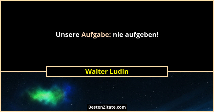 Unsere Aufgabe: nie aufgeben!... - Walter Ludin