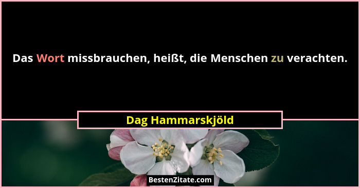 Das Wort missbrauchen, heißt, die Menschen zu verachten.... - Dag Hammarskjöld
