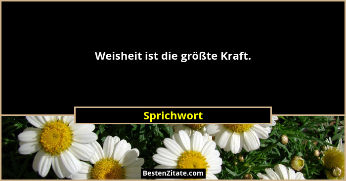 Weisheit ist die größte Kraft.... - Sprichwort