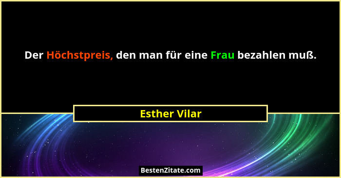 Der Höchstpreis, den man für eine Frau bezahlen muß.... - Esther Vilar