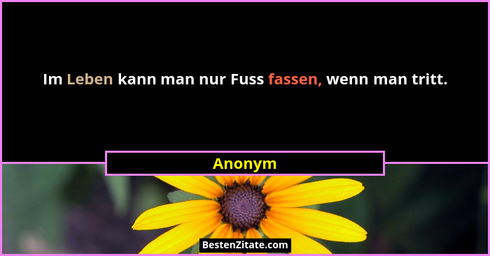 Im Leben kann man nur Fuss fassen, wenn man tritt.... - Anonym