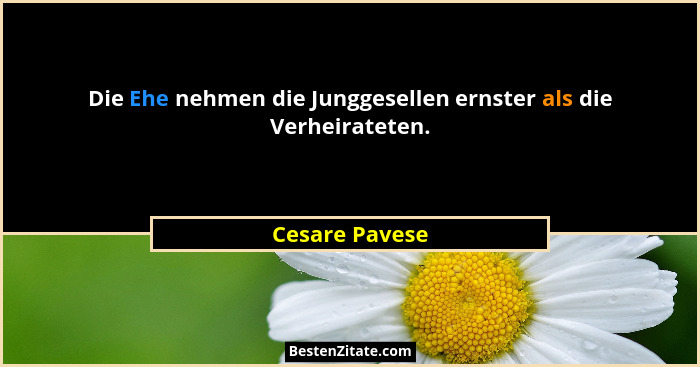 Die Ehe nehmen die Junggesellen ernster als die Verheirateten.... - Cesare Pavese