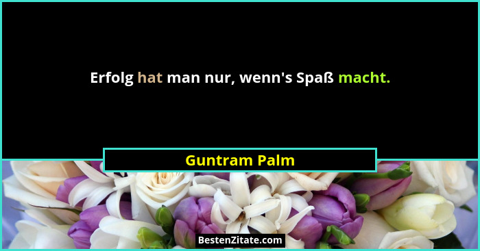 Erfolg hat man nur, wenn's Spaß macht.... - Guntram Palm