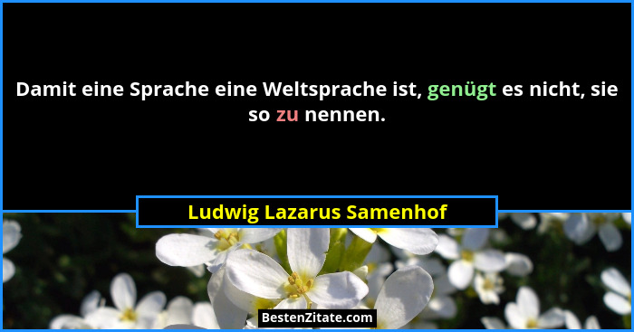 Damit eine Sprache eine Weltsprache ist, genügt es nicht, sie so zu nennen.... - Ludwig Lazarus Samenhof