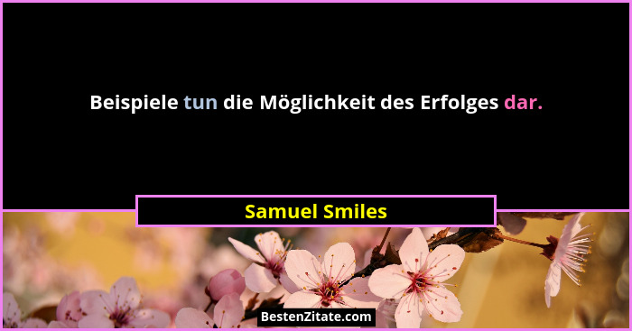 Beispiele tun die Möglichkeit des Erfolges dar.... - Samuel Smiles