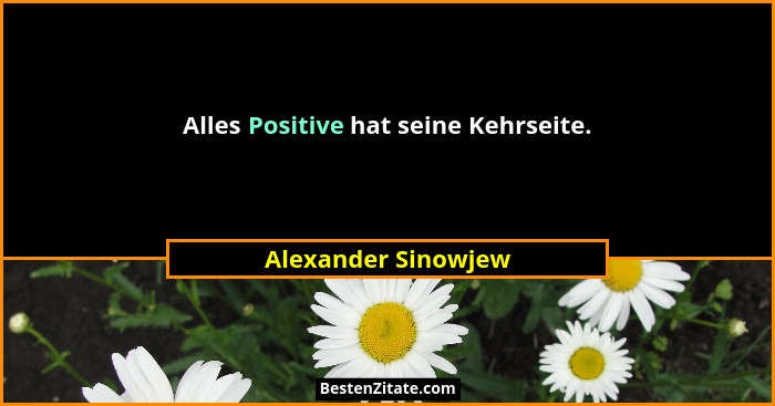 Alles Positive hat seine Kehrseite.... - Alexander Sinowjew