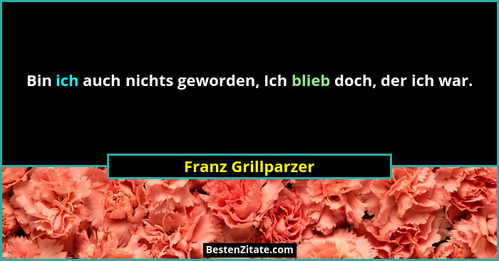 Bin ich auch nichts geworden, Ich blieb doch, der ich war.... - Franz Grillparzer