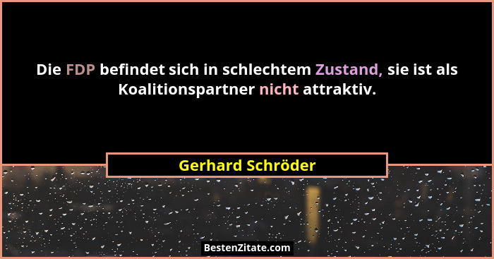 Die FDP befindet sich in schlechtem Zustand, sie ist als Koalitionspartner nicht attraktiv.... - Gerhard Schröder