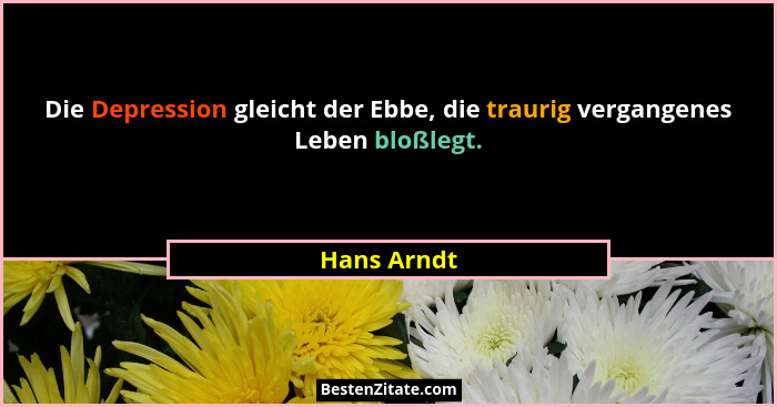 Die Depression gleicht der Ebbe, die traurig vergangenes Leben bloßlegt.... - Hans Arndt