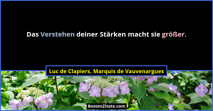 Das Verstehen deiner Stärken macht sie größer.... - Luc de Clapiers, Marquis de Vauvenargues