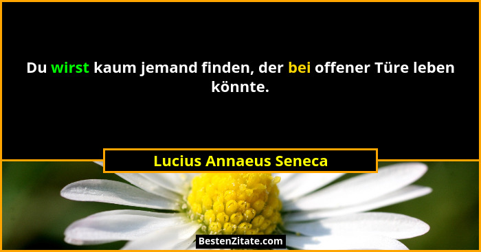 Du wirst kaum jemand finden, der bei offener Türe leben könnte.... - Lucius Annaeus Seneca