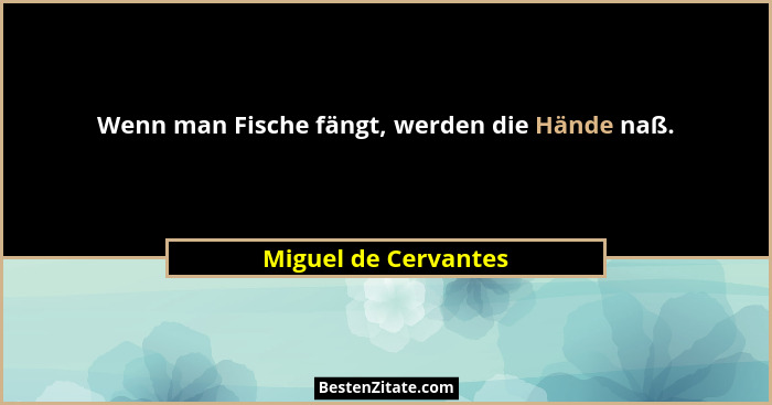 Wenn man Fische fängt, werden die Hände naß.... - Miguel de Cervantes