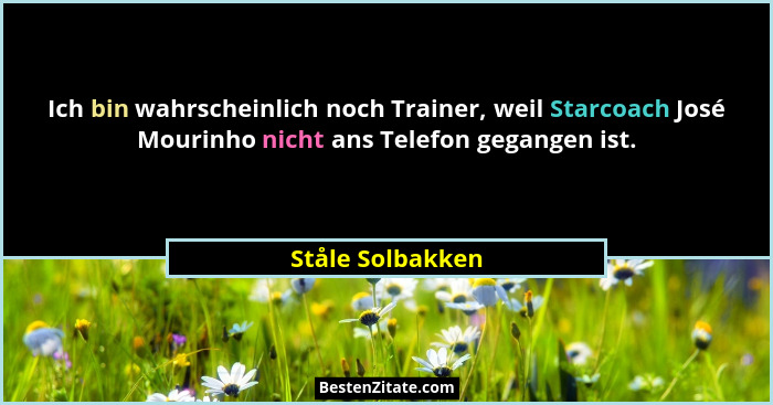 Ich bin wahrscheinlich noch Trainer, weil Starcoach José Mourinho nicht ans Telefon gegangen ist.... - Ståle Solbakken