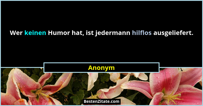 Wer keinen Humor hat, ist jedermann hilflos ausgeliefert.... - Anonym
