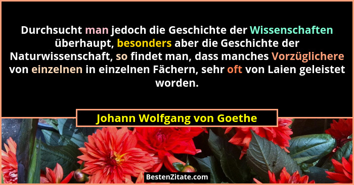 Durchsucht man jedoch die Geschichte der Wissenschaften überhaupt, besonders aber die Geschichte der Naturwissenschaft, s... - Johann Wolfgang von Goethe