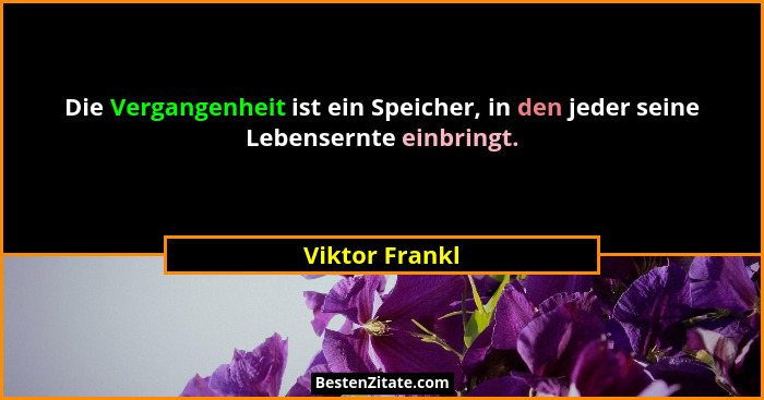 Die Vergangenheit ist ein Speicher, in den jeder seine Lebensernte einbringt.... - Viktor Frankl