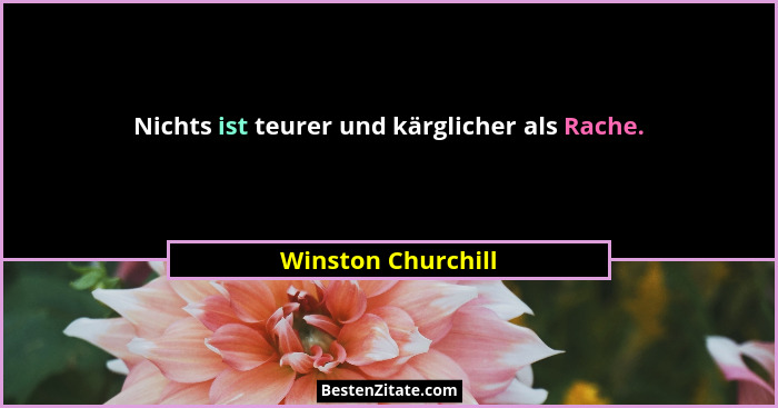 Nichts ist teurer und kärglicher als Rache.... - Winston Churchill