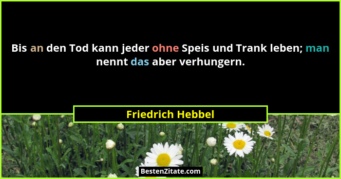 Bis an den Tod kann jeder ohne Speis und Trank leben; man nennt das aber verhungern.... - Friedrich Hebbel
