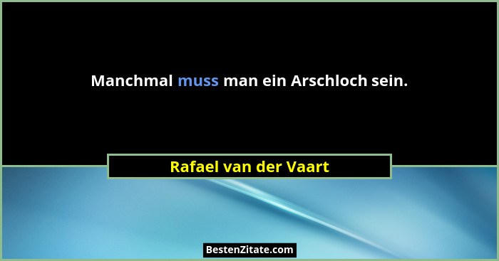 Manchmal muss man ein Arschloch sein.... - Rafael van der Vaart