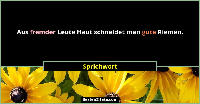 Aus fremder Leute Haut schneidet man gute Riemen.... - Sprichwort