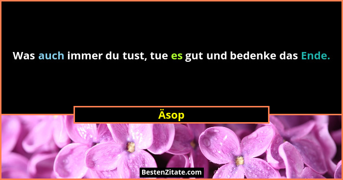 Was auch immer du tust, tue es gut und bedenke das Ende.... - Äsop