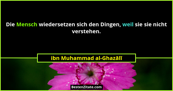 Die Mensch wiedersetzen sich den Dingen, weil sie sie nicht verstehen.... - ibn Muhammad al-Ghazālī