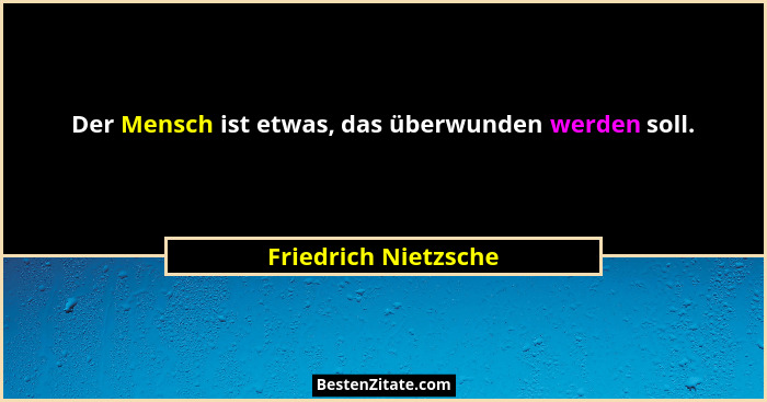 Der Mensch ist etwas, das überwunden werden soll.... - Friedrich Nietzsche