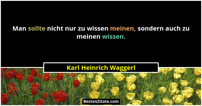 Man sollte nicht nur zu wissen meinen, sondern auch zu meinen wissen.... - Karl Heinrich Waggerl