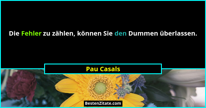 Die Fehler zu zählen, können Sie den Dummen überlassen.... - Pau Casals