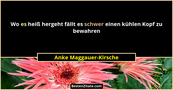 Wo es heiß hergeht fällt es schwer einen kühlen Kopf zu bewahren... - Anke Maggauer-Kirsche