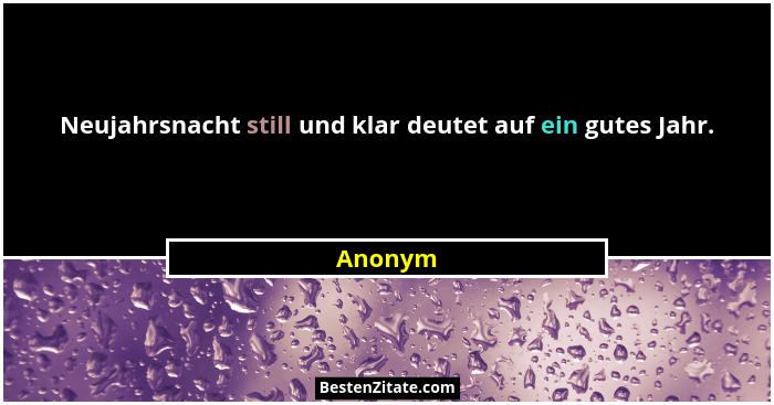 Neujahrsnacht still und klar deutet auf ein gutes Jahr.... - Anonym