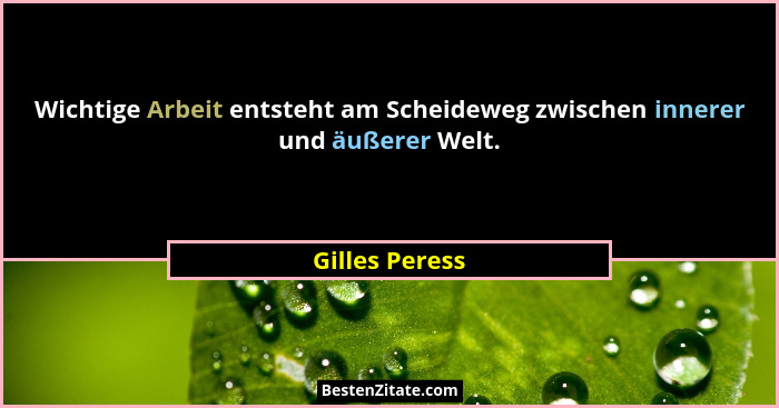 Wichtige Arbeit entsteht am Scheideweg zwischen innerer und äußerer Welt.... - Gilles Peress