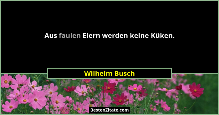 Aus faulen Eiern werden keine Küken.... - Wilhelm Busch