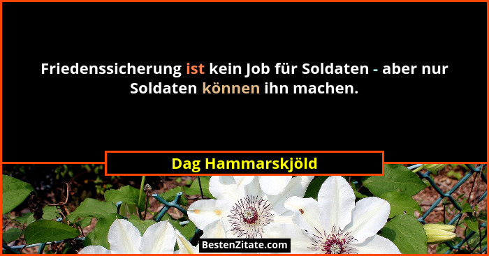 Friedenssicherung ist kein Job für Soldaten - aber nur Soldaten können ihn machen.... - Dag Hammarskjöld