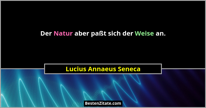 Der Natur aber paßt sich der Weise an.... - Lucius Annaeus Seneca