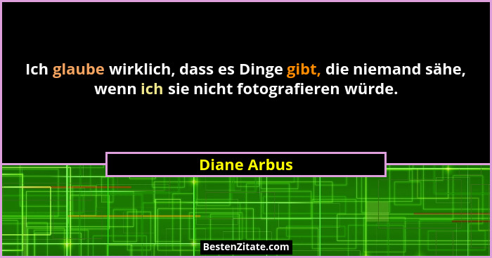 Ich glaube wirklich, dass es Dinge gibt, die niemand sähe, wenn ich sie nicht fotografieren würde.... - Diane Arbus