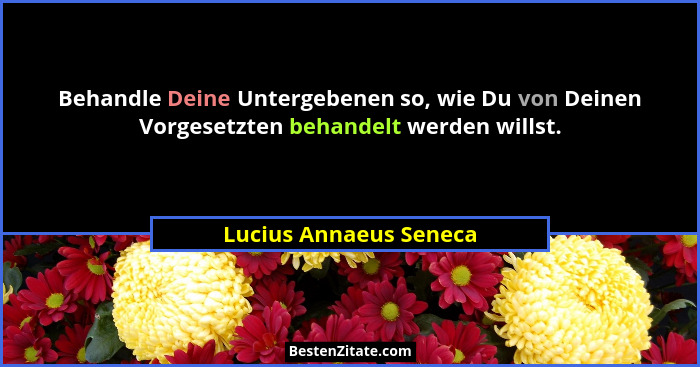 Behandle Deine Untergebenen so, wie Du von Deinen Vorgesetzten behandelt werden willst.... - Lucius Annaeus Seneca