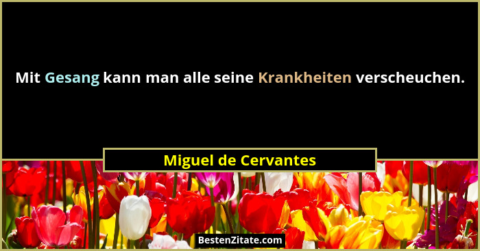 Mit Gesang kann man alle seine Krankheiten verscheuchen.... - Miguel de Cervantes