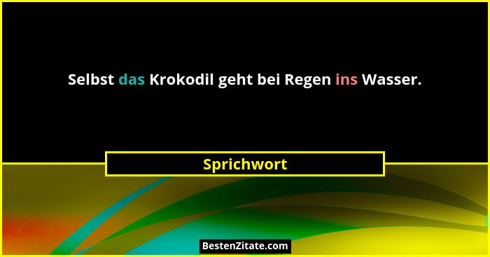 Selbst das Krokodil geht bei Regen ins Wasser.... - Sprichwort