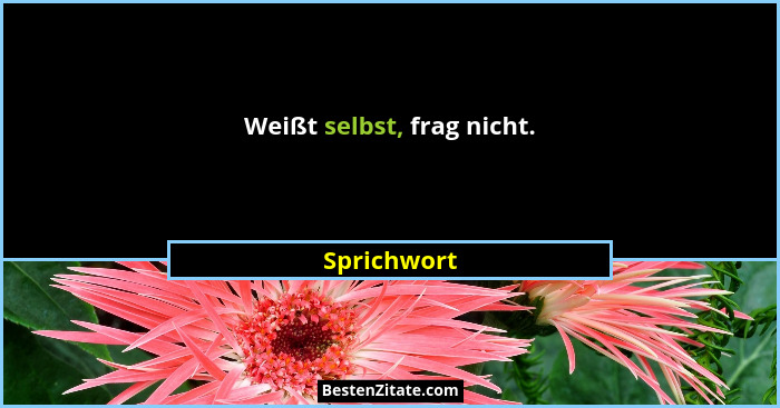 Weißt selbst, frag nicht.... - Sprichwort
