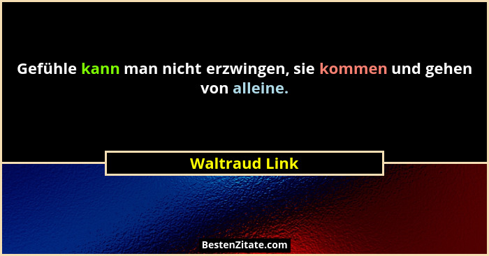 Gefühle kann man nicht erzwingen, sie kommen und gehen von alleine.... - Waltraud Link