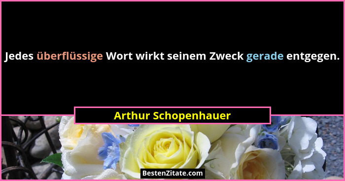Jedes überflüssige Wort wirkt seinem Zweck gerade entgegen.... - Arthur Schopenhauer