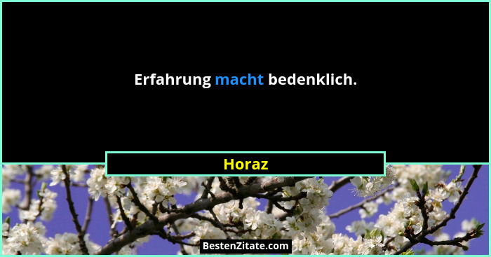 Erfahrung macht bedenklich.... - Horaz