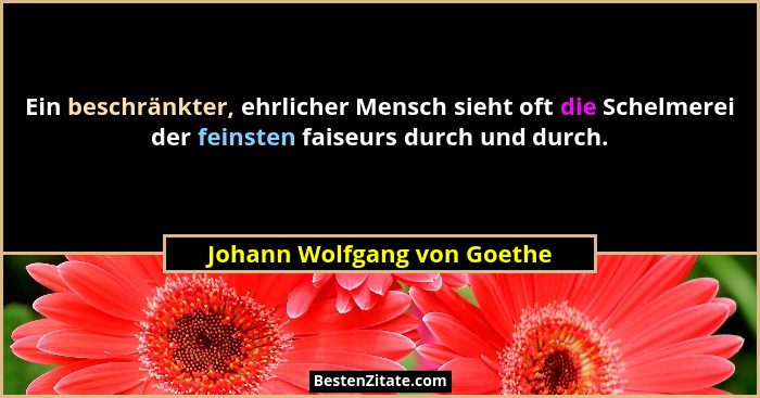 Ein beschränkter, ehrlicher Mensch sieht oft die Schelmerei der feinsten faiseurs durch und durch.... - Johann Wolfgang von Goethe