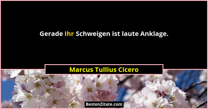 Gerade Ihr Schweigen ist laute Anklage.... - Marcus Tullius Cicero