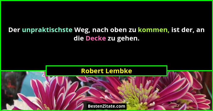 Der unpraktischste Weg, nach oben zu kommen, ist der, an die Decke zu gehen.... - Robert Lembke