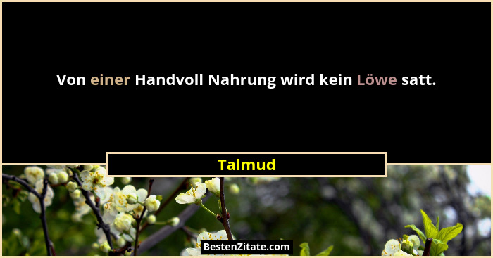 Von einer Handvoll Nahrung wird kein Löwe satt.... - Talmud