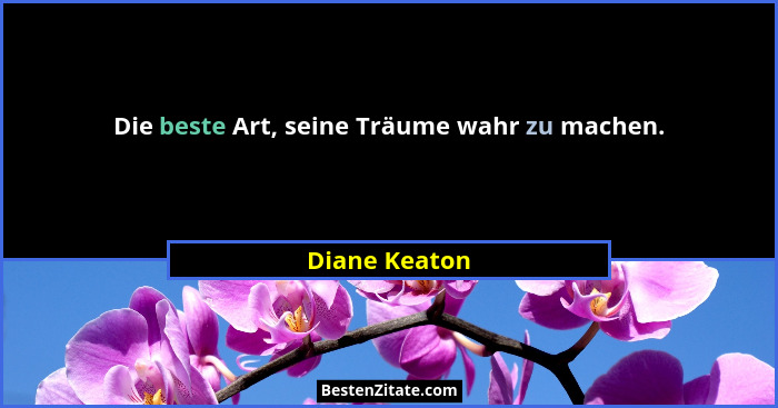 Die beste Art, seine Träume wahr zu machen.... - Diane Keaton