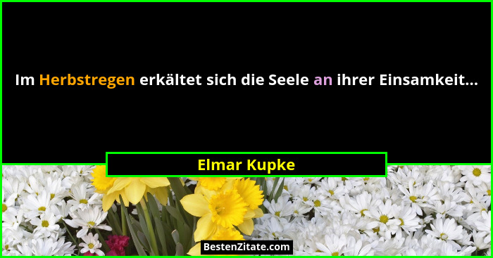 Im Herbstregen erkältet sich die Seele an ihrer Einsamkeit...... - Elmar Kupke